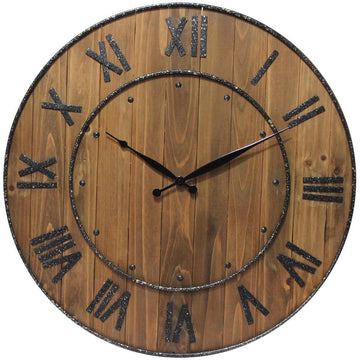 Koreu Oversized Wood Round 23" Wall Clock